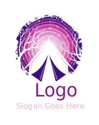 glamping logo icon campsite with stars in circle