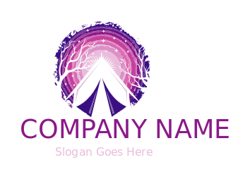 glamping logo icon campsite with stars in circle