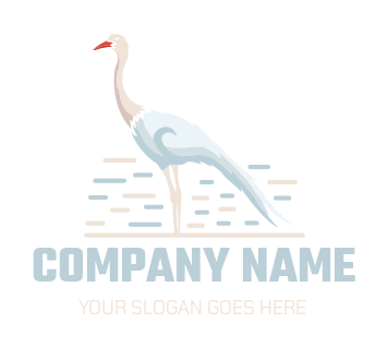 illustrative logo of crane bird merged with water lines