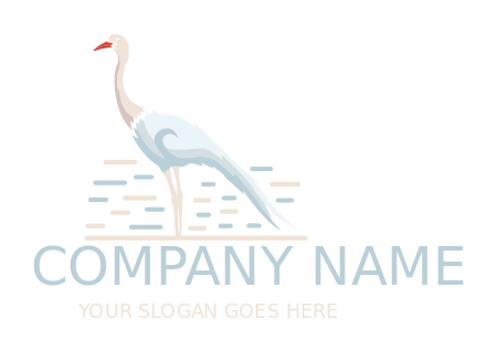 animal logo crane bird merged with water lines