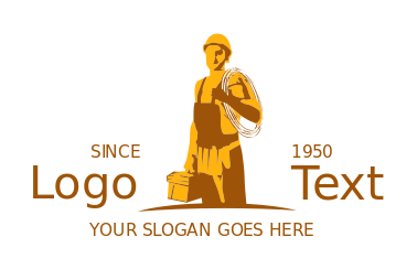 construction logo electrician holding hardware