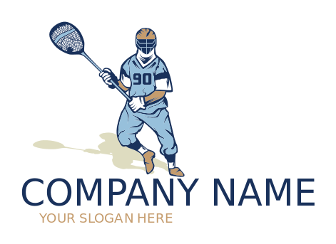 sports logo lacrosse man with stick in helmet 
