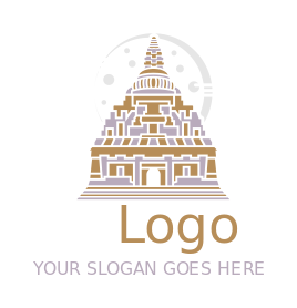 travel logo icon Illustrative temple with moon