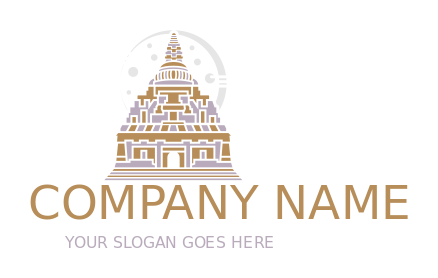 travel logo icon Illustrative temple with moon