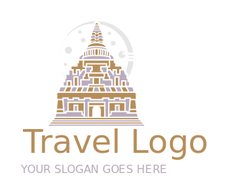 travel logo icon Illustrative temple with moon
