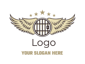 bail bond logo wings around jail bars in circle