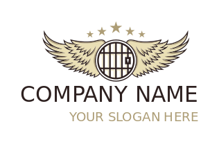 bail bond logo wings around jail bars in circle