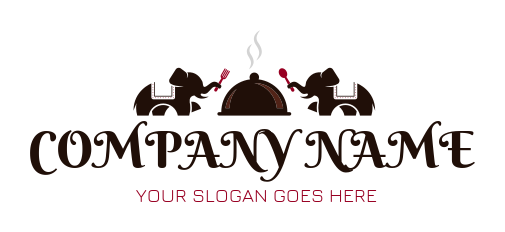 Indian restaurant symbol with elephants and cloche logo icon