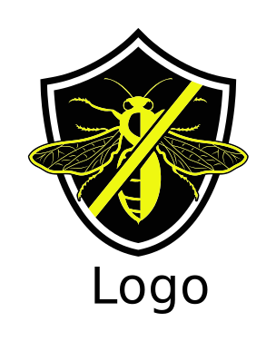 pest control logo insect with cross out on shield
