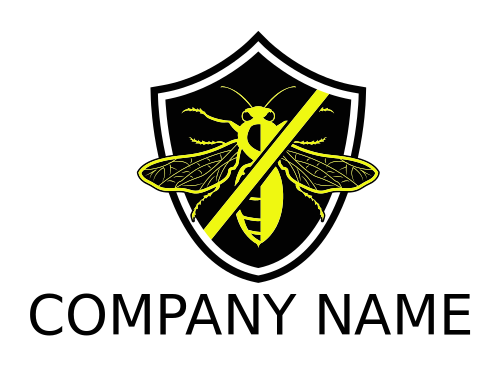 pest control logo insect with cross out on shield