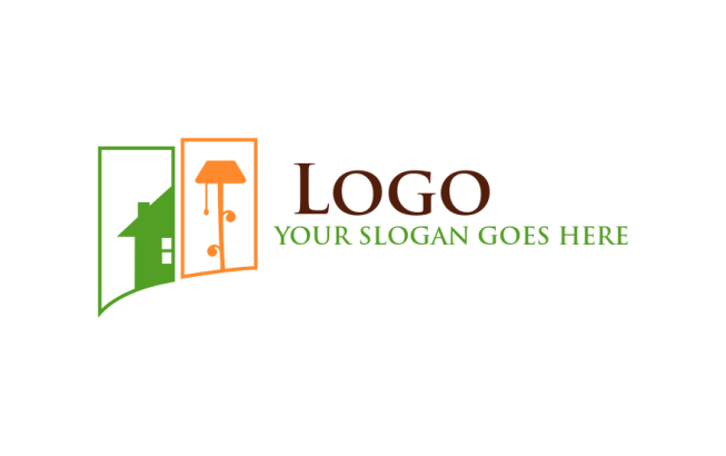 make a home improvement logo house and lamp