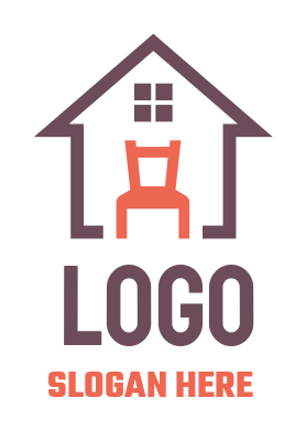 home improvement logo house with chair