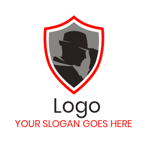 security logo investigator with hat in shield