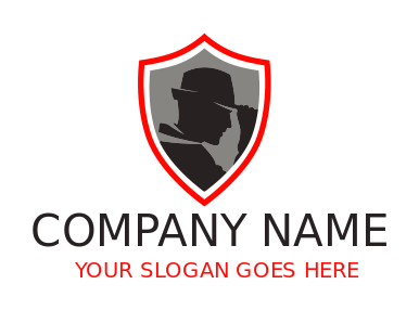 security logo investigator with hat in shield