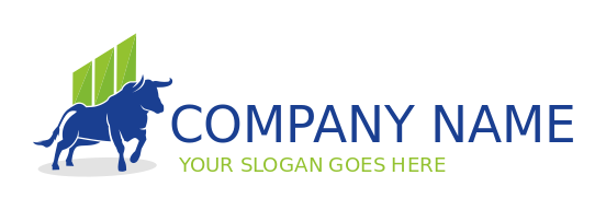 investment logo bull front of a graph and bars