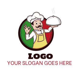 Italian restaurant symbol of chef holding cloche