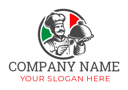 Italian restaurant symbol of chef holding cloche