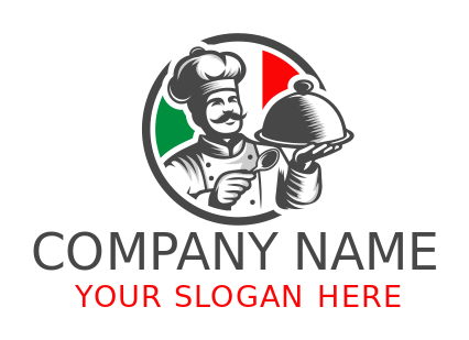 Italian restaurant symbol of chef holding cloche