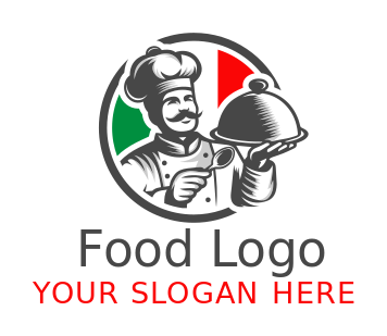 Italian restaurant symbol of chef holding cloche