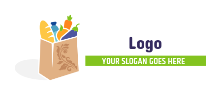 grocery store logo items in brown paper bag