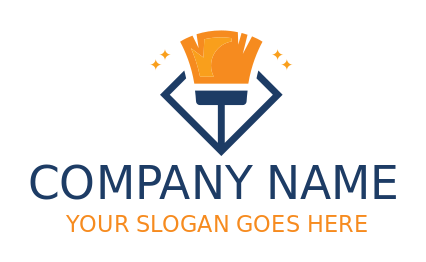 cleaning logo icon broom inside polygon