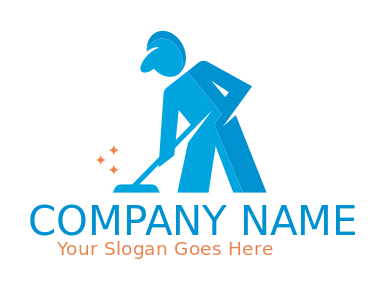 cleaning logo maker janitor with broom