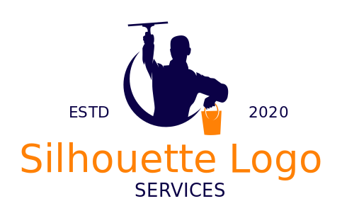 cleaning logo janitor with wiper and bucket