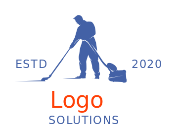 cleaning logo janitor with vacuum cleaner