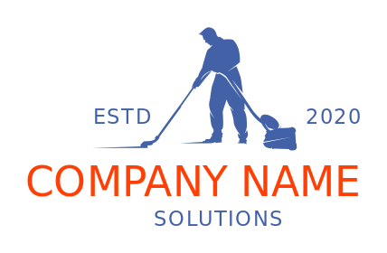 cleaning logo janitor with vacuum cleaner