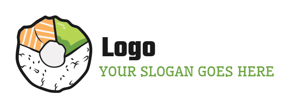 food logo Japanese sushi roll merged with donut