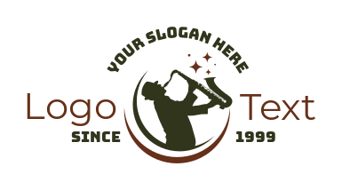 music logo musician playing saxophone