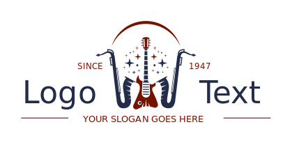 entertainment logo saxophones guitar with stars