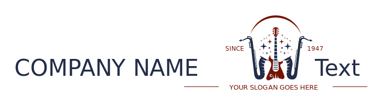 entertainment logo saxophones guitar with stars