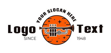 entertainment logo trumpet in circle with stars