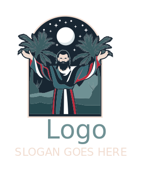 religious logo Jesus Christ in landscape window