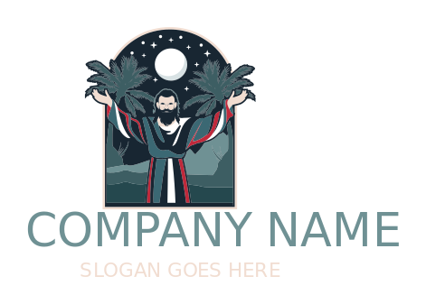 religious logo Jesus Christ in landscape window