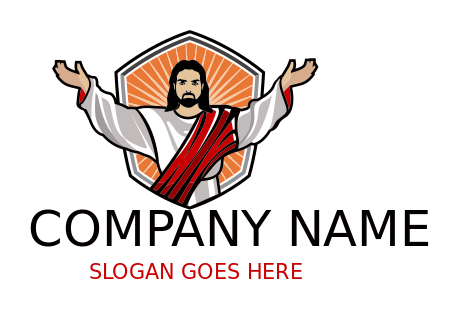 religious logo Jesus Christ in shield rays