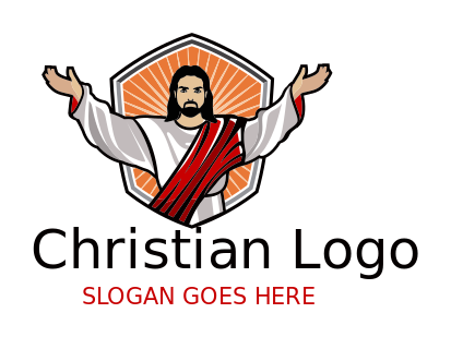 religious logo Jesus Christ in shield rays