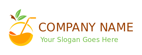 create a restaurant logo juice in orange fruit with straw - logodesign.net