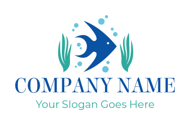 pet logo kelp and bubbles with aquarium fish