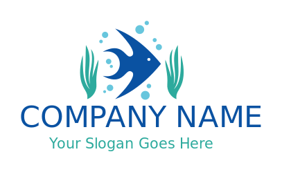 pet logo kelp and bubbles with aquarium fish