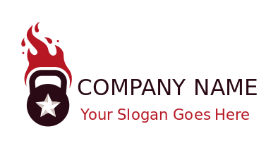 gym logo maker kettle bell with star fire