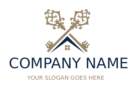 real estate logo keys forming roof and window