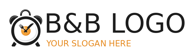 bed and breakfast logo knife fork egg in clock