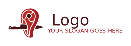 restaurant logo knife cutting through meat steak