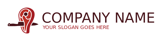 restaurant logo knife cutting through meat steak