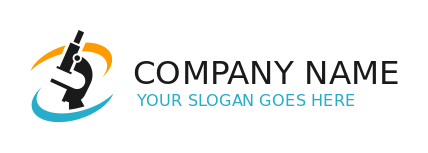 research logo lab microscope in swooshes