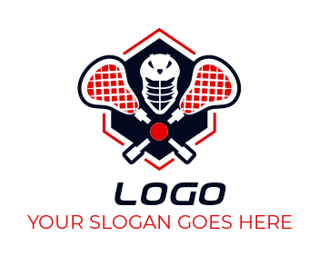 sports logo lacrosse stick helmet and ball