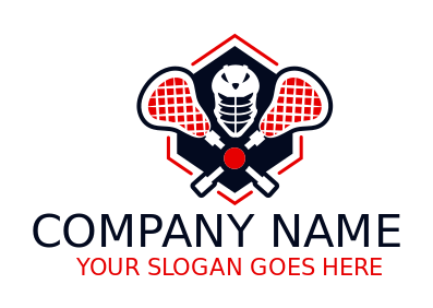sports logo lacrosse stick helmet and ball