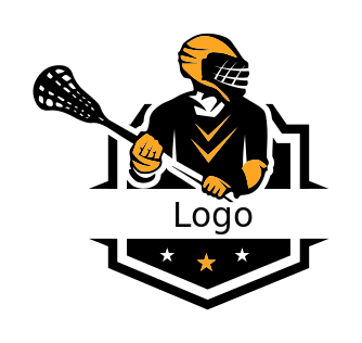 lacrosse man holding stick badge